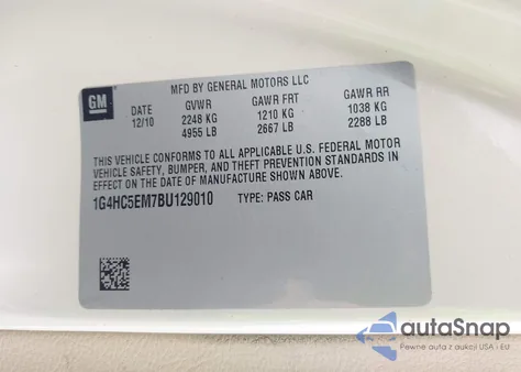 2011 Buick Lucerne Cxl from USA, damaged, VIN 1G4HC5EM7BU129010